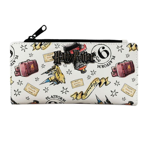 HARRY POTTERS - WATERCOLORS MIXED LOGOS ZIP AROUND WALLET