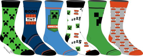 MINECRAFT - 6 PACK CREW SOCK SET