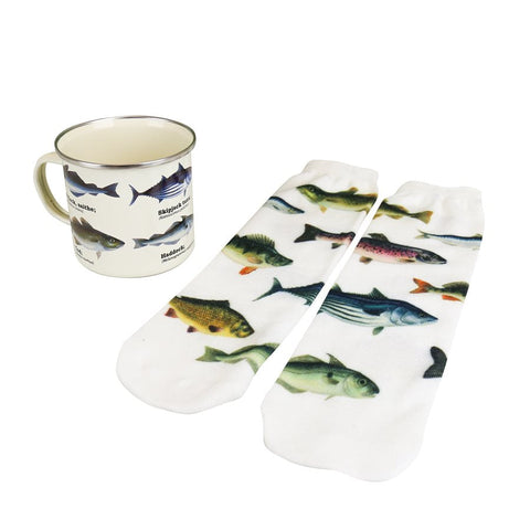 Enamel Mug and Socks Set-Fish