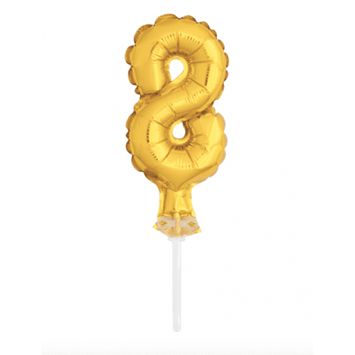 Ballon en aluminium pour gâteau (5") - Chiffre 8 - Or -  - Boo'tik d'Halloween
