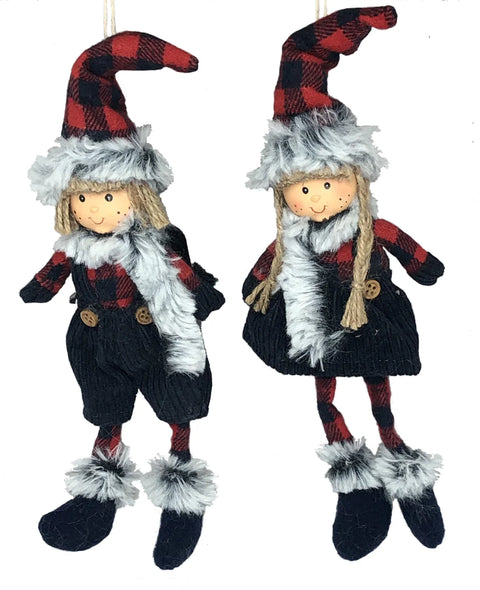 XS616-01 4"x11" Boy/Girl Ornament - Red/Dark Blue - Asst 2