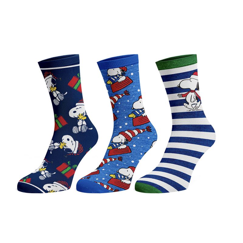 PEANUTS - SNOOPY HOLIDAY 3 PARIS MENS CREW SOCKS PACK